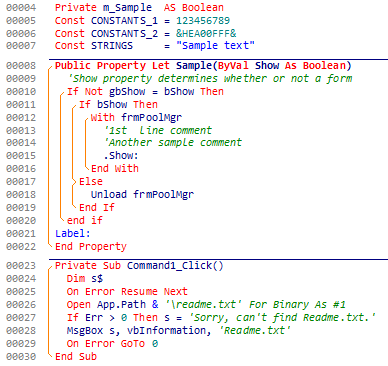 VBcodePrint Sample Output